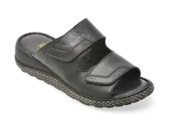 Papuci GOTSI negri, EV2874, din piele naturala imagine