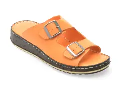 Papuci GOTSI portocalii, EVP105, din piele naturala imagine