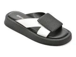 Papuci GRYXX alb-negru, 3154248, din piele naturala imagine