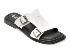 Papuci GRYXX albi, 1181126, din piele naturala imagine