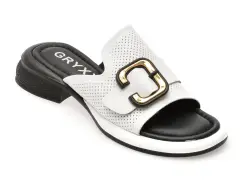 Papuci GRYXX albi, 1181197, din piele naturala imagine