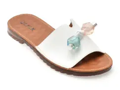 Papuci GRYXX albi, 82910, din piele naturala imagine