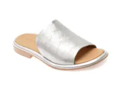 Papuci GRYXX argintii, 1461207, din piele naturala imagine