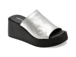 Papuci GRYXX argintii, 366002, din piele naturala imagine
