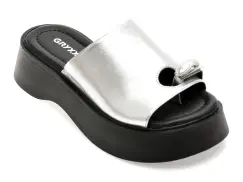 Papuci GRYXX argintii, 471126, din piele naturala imagine