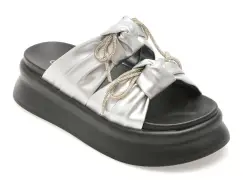 Papuci GRYXX argintii, 923, din material textil imagine