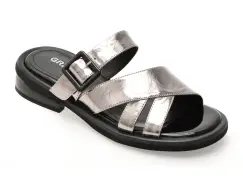 Papuci GRYXX argintii, H757, din piele naturala imagine
