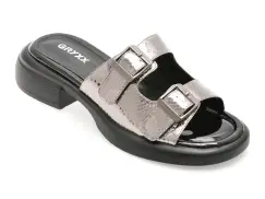 Papuci GRYXX argintii, H82, din piele naturala lacuita imagine