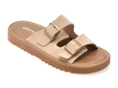 Papuci GRYXX bej, 12504, din piele intoarsa imagine