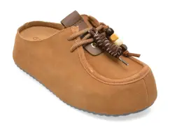 Papuci GRYXX bej, M7351, din piele intoarsa imagine