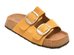 Papuci GRYXX galbeni, 5219, din piele intoarsa imagine
