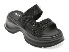 Papuci GRYXX negri, 47393, din material textil imagine