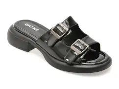 Papuci GRYXX negri, H82, din piele naturala lacuita imagine