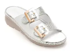 Papuci IMAGE albi, 91123, din piele naturala imagine