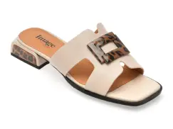 Papuci IMAGE albi, A74, din piele naturala imagine