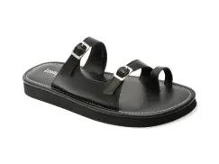 Papuci IMAGE negri, 201511, din piele naturala imagine