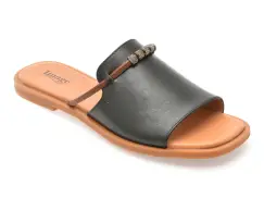 Papuci IMAGE negri, 35001, din piele naturala imagine