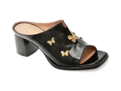 Papuci IMAGE negri, 6020220, din piele naturala lacuita imagine