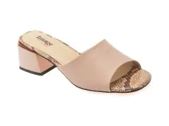 Papuci IMAGE nude, 2473, din piele naturala imagine