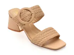 Papuci LAURA BIAGIOTTI bej, 9038, din piele ecologica imagine
