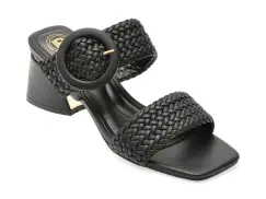 Papuci LAURA BIAGIOTTI negri, 9038, din piele ecologica imagine