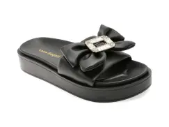 Papuci LAURA BIAGIOTTI negri, 9075, din piele ecologica imagine