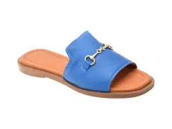 Papuci OZIYS albastri, 2024, din piele naturala imagine