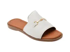 Papuci OZIYS albi, 2024, din piele naturala imagine