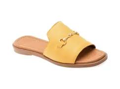 Papuci OZIYS galbeni, 2024, din piele naturala imagine