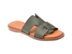 Papuci OZIYS kaki, 153, din piele naturala imagine