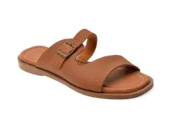 Papuci OZIYS maro, 151, din piele naturala imagine