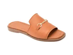 Papuci OZIYS maro, 2024, din piele naturala imagine