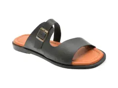 Papuci OZIYS negri, 151, din piele naturala imagine