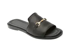Papuci OZIYS negri, 2024, din piele naturala imagine