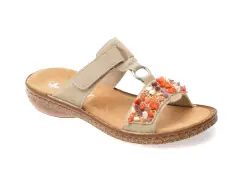 Papuci RIEKER gri, 62815, din piele ecologica imagine