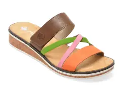 Papuci RIEKER multicolor, V3652, din piele ecologica imagine