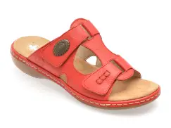 Papuci RIEKER rosii, 65958, din piele naturala imagine