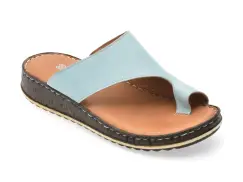 Papuci SHOOZY albastri, EV2849, din piele naturala imagine