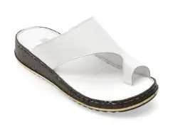 Papuci SHOOZY albi, EV2849, din piele naturala imagine