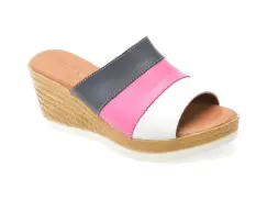 Papuci SHOOZY albi, EV4011, din piele naturala imagine