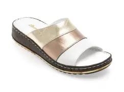 Papuci SHOOZY aurii, EV4621, din piele naturala imagine