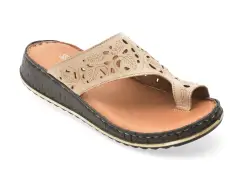 Papuci SHOOZY bej, EV28491, din piele naturala imagine