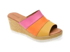 Papuci SHOOZY galbeni, EV4011, din piele naturala imagine