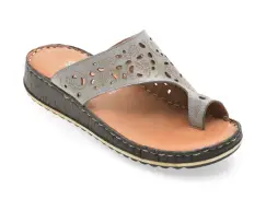 Papuci SHOOZY gri, EV28491, din piele naturala imagine
