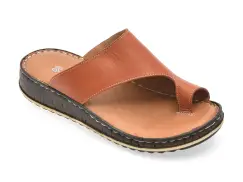 Papuci SHOOZY maro, EV2849, din piele naturala imagine