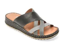 Papuci SHOOZY negri, EV2850, din piele naturala imagine