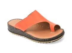Papuci SHOOZY portocalii, EV2849, din piele naturala imagine