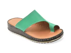 Papuci SHOOZY verzi, EV2849, din piele naturala imagine