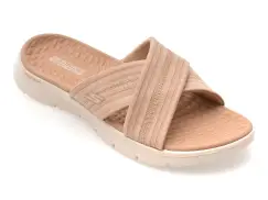 Papuci SKECHERS bej, GO WALK FLEX, din material textil imagine