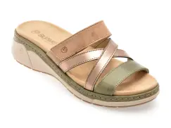 Papuci SUAVE bej, 18008, din piele naturala imagine